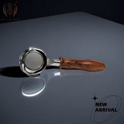 Bodenloser Siebträger Edelstahl & Echtholz – E61 / La Marzocco 58 mm